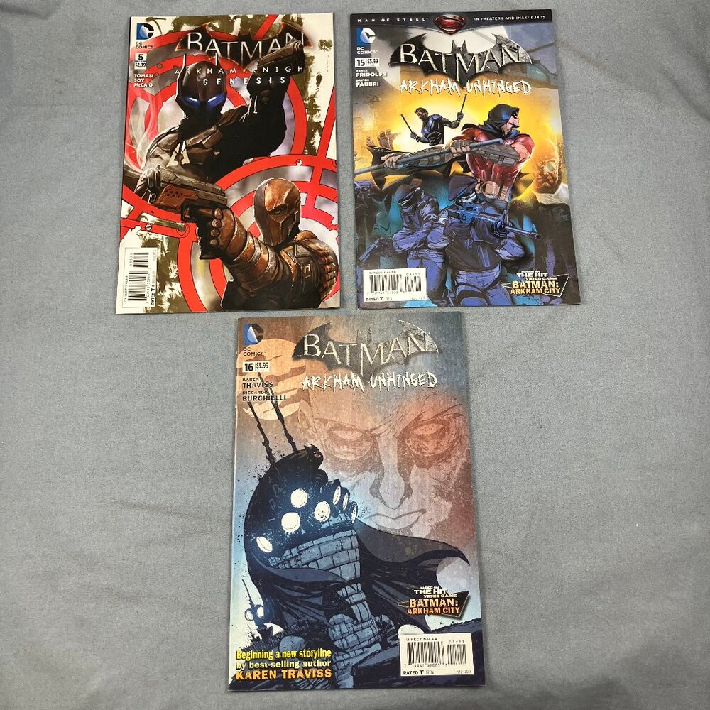 Batman Arkham Knight Genesis #5 DC Comic Book 2016 + 2013 Unhinged #15-16